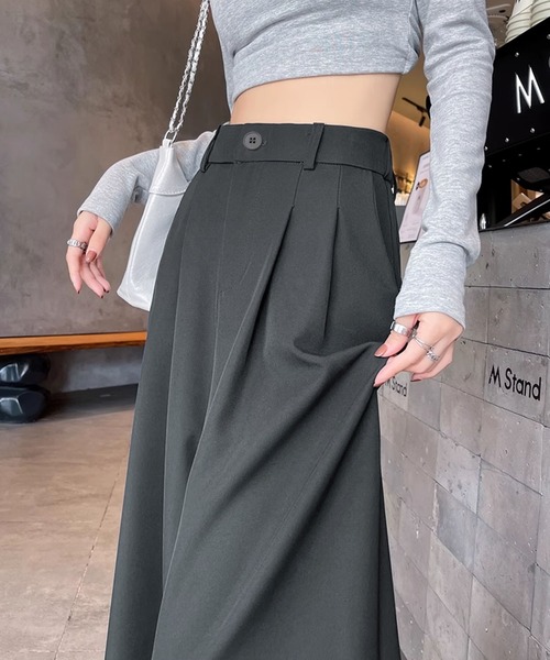 aimoha（アイモハ）の「ハイウエストタックワイドパンツ（スラックス・レディース・グレー/ブラック/ライトベージュ・LARGE/MEDIUM/SMALL）」の9枚目の写真