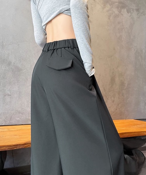 aimoha（アイモハ）の「ハイウエストタックワイドパンツ（スラックス・レディース・グレー/ブラック/ライトベージュ・LARGE/MEDIUM/SMALL）」の10枚目の写真