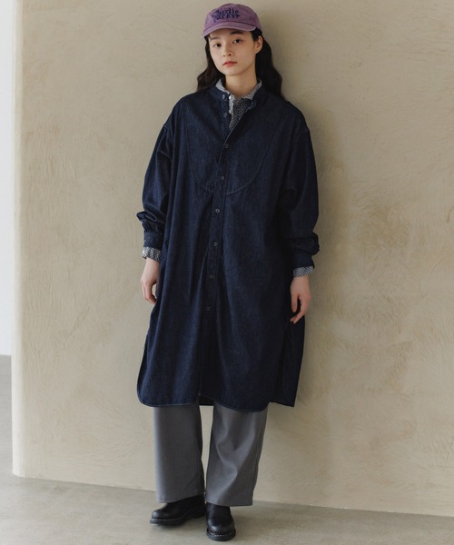 D.M.G.（ドミンゴ）の「[D.M.G / ディーエムジー] 6ozデニム ギャザーロングシャツ（シャツ/ブラウス・レディース・ワンウォッシュ・2/3）」の2枚目の写真