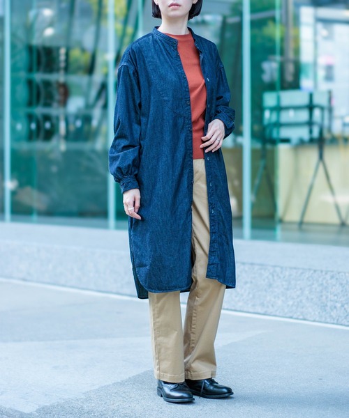 D.M.G.（ドミンゴ）の「[D.M.G / ディーエムジー] 6ozデニム ギャザーロングシャツ（シャツ/ブラウス・レディース・ワンウォッシュ・2/3）」の4枚目の写真