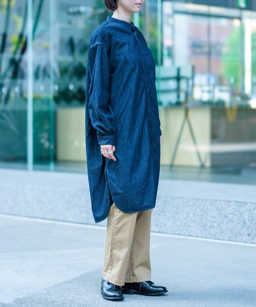 D.M.G / ディーエムジー] 6ozデニム ギャザーロングシャツ | Domingo