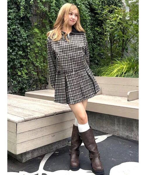 CALNAMUR（カルナムール）の「チェックニットソーミニスカート（スカート・レディース・ブラック/ブラウン・FREE）」の18枚目の写真