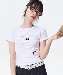 A'GEM/9 × .kom『runningHIGH/ランニングハイ』RIBBON CAT T-Shirt/リボンキャット Tシャツ