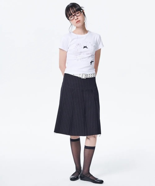 tシャツ A'GEM/9 × .kom「runningHIGH/ランニングハイ」RIBBON CAT T-Shirt/リボンキャット Tシャツ レディ A'GEM/9 × .kom『runningHIGH/ランニングハイ』RIBBON CAT T
