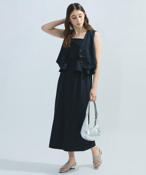 ketty（ケティ）の「麻調ライトツイルアンサンブル≪手洗い可能≫（ワンピース・レディース・ネイビー/ベージュ・M）」の2枚目の写真