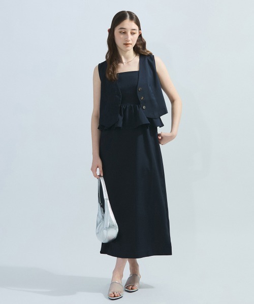 ketty（ケティ）の「麻調ライトツイルアンサンブル≪手洗い可能≫（ワンピース・レディース・ネイビー/ベージュ・M）」の18枚目の写真