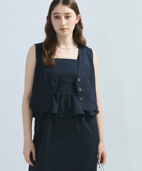 ketty（ケティ）の「麻調ライトツイルアンサンブル≪手洗い可能≫（ワンピース・レディース・ネイビー/ベージュ・M）」の15枚目の写真