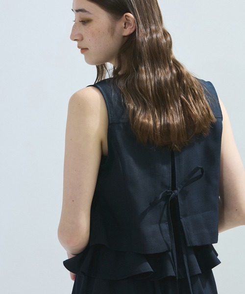 ketty（ケティ）の「麻調ライトツイルアンサンブル≪手洗い可能≫（ワンピース・レディース・ネイビー/ベージュ・M）」の16枚目の写真