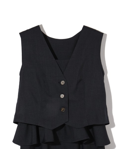 ketty（ケティ）の「麻調ライトツイルアンサンブル≪手洗い可能≫（ワンピース・レディース・ネイビー/ベージュ・M）」の5枚目の写真