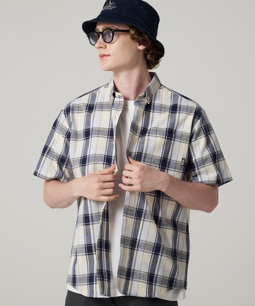 Eddie Bauer(エディーバウアー)の「コットンリネン 半袖 チェックシャツ(シャツ/ブラウス・メンズ・ブルー系/ブラウン系/アイボリー系/ネイビー系・M/L/XXL/XL/S)」の4枚目の写真