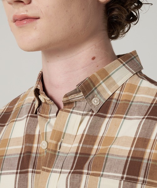 Eddie Bauer(エディーバウアー)の「コットンリネン 半袖 チェックシャツ(シャツ/ブラウス・メンズ・ブルー系/ブラウン系/アイボリー系/ネイビー系・M/L/XXL/XL/S)」の14枚目の写真