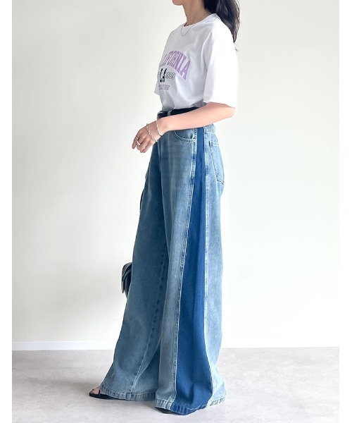 Re:EDIT（リエディ）の「綿天竺CaliforniaロゴＴシャツ（Tシャツ/カットソー・レディース・チャコール/ホワイト/ベージュ・FREE）」の15枚目の写真