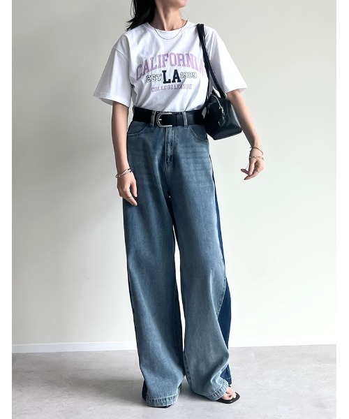 Re:EDIT（リエディ）の「綿天竺CaliforniaロゴＴシャツ（Tシャツ/カットソー・レディース・チャコール/ホワイト/ベージュ・FREE）」の16枚目の写真