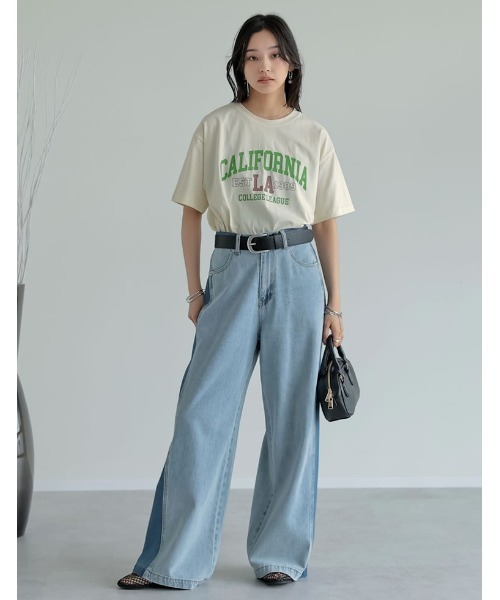 Re:EDIT（リエディ）の「綿天竺CaliforniaロゴＴシャツ（Tシャツ/カットソー・レディース・チャコール/ホワイト/ベージュ・FREE）」の13枚目の写真