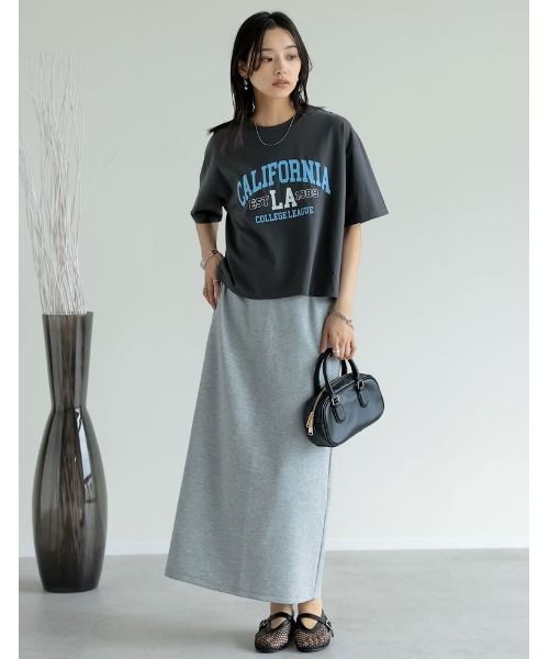 Re:EDIT（リエディ）の「綿天竺CaliforniaロゴＴシャツ（Tシャツ/カットソー・レディース・チャコール/ホワイト/ベージュ・FREE）」の11枚目の写真