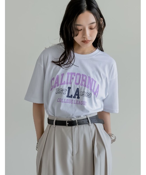 Re:EDIT（リエディ）の「綿天竺CaliforniaロゴＴシャツ（Tシャツ/カットソー・レディース・チャコール/ホワイト/ベージュ・FREE）」の22枚目の写真