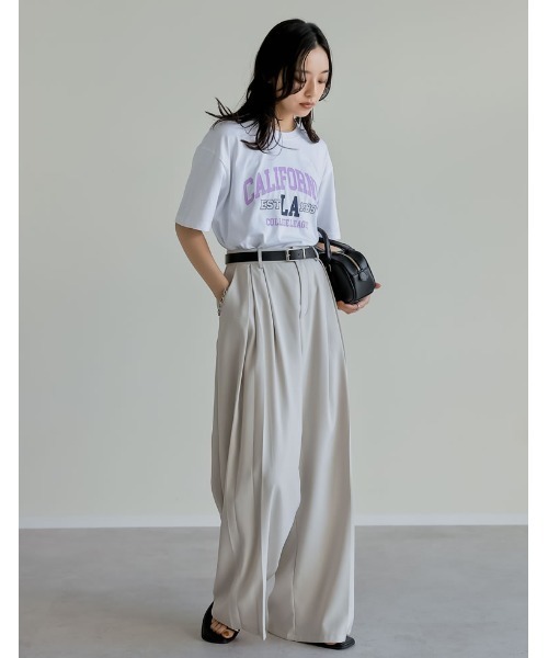 Re:EDIT（リエディ）の「綿天竺CaliforniaロゴＴシャツ（Tシャツ/カットソー・レディース・チャコール/ホワイト/ベージュ・FREE）」の21枚目の写真