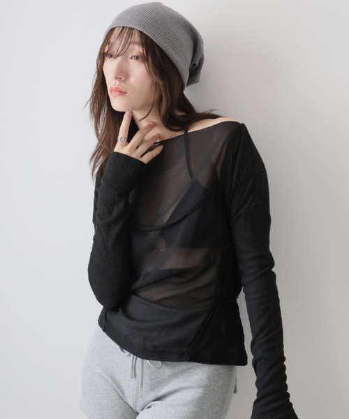 Ulysses(ユリシス)の「シアーバックデザインロングスリーブカットソー(Tシャツ/カットソー・レディース・ホワイト/ブラック/ブルー/グレー・F)」の3枚目の写真