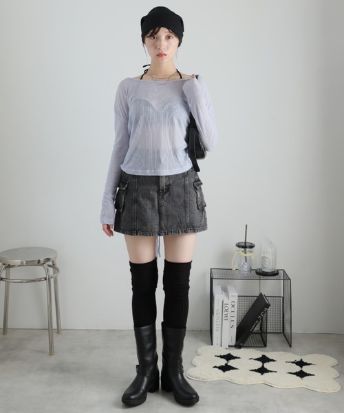 Ulysses(ユリシス)の「シアーバックデザインロングスリーブカットソー(Tシャツ/カットソー・レディース・ホワイト/ブラック/ブルー/グレー・F)」の5枚目の写真