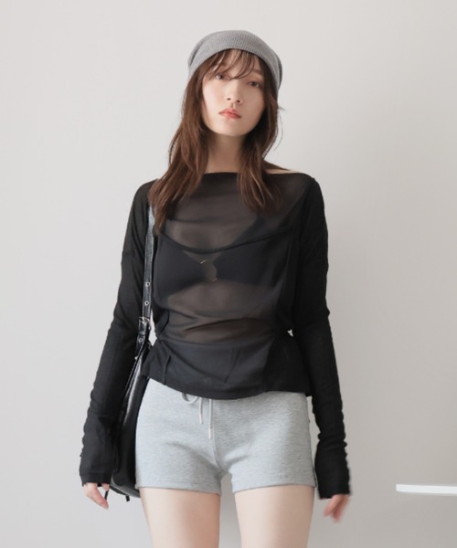 Ulysses(ユリシス)の「シアーバックデザインロングスリーブカットソー(Tシャツ/カットソー・レディース・ホワイト/ブラック/ブルー/グレー・F)」の10枚目の写真