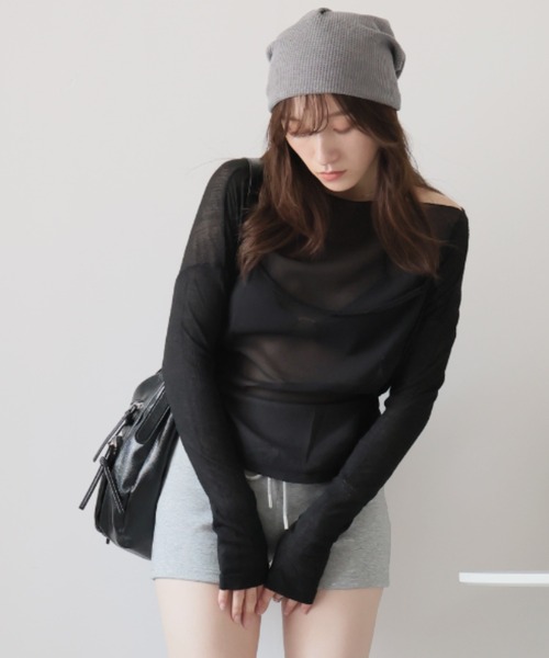 Ulysses(ユリシス)の「シアーバックデザインロングスリーブカットソー(Tシャツ/カットソー・レディース・ホワイト/ブラック/ブルー/グレー・F)」の11枚目の写真
