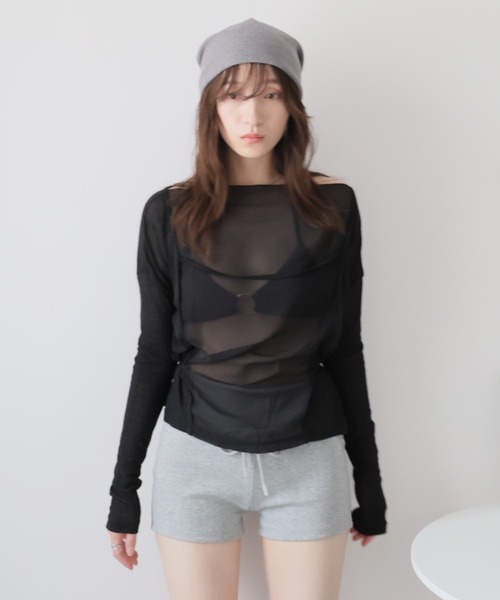 Ulysses(ユリシス)の「シアーバックデザインロングスリーブカットソー(Tシャツ/カットソー・レディース・ホワイト/ブラック/ブルー/グレー・F)」の16枚目の写真
