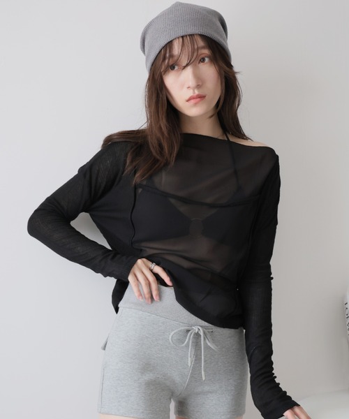 Ulysses(ユリシス)の「シアーバックデザインロングスリーブカットソー(Tシャツ/カットソー・レディース・ホワイト/ブラック/ブルー/グレー・F)」の17枚目の写真