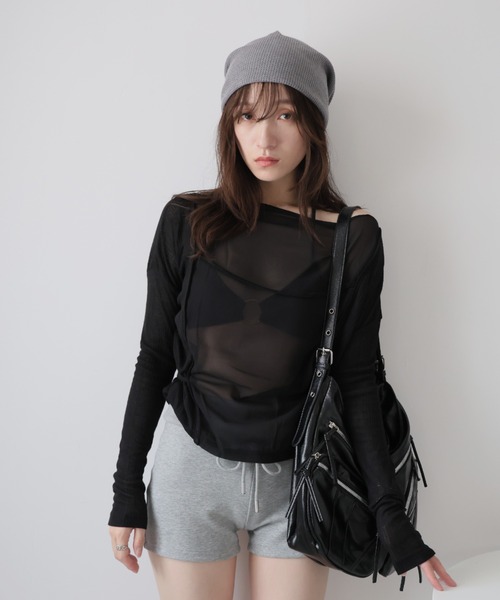 Ulysses(ユリシス)の「シアーバックデザインロングスリーブカットソー(Tシャツ/カットソー・レディース・ホワイト/ブラック/ブルー/グレー・F)」の22枚目の写真