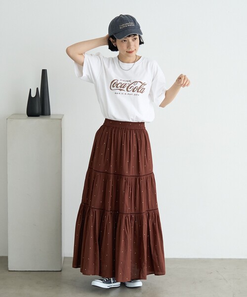 セール】インド ラメドット ティアードマキシスカート/はしご セール】インド ラメドット ティアードマキシスカート/はしご