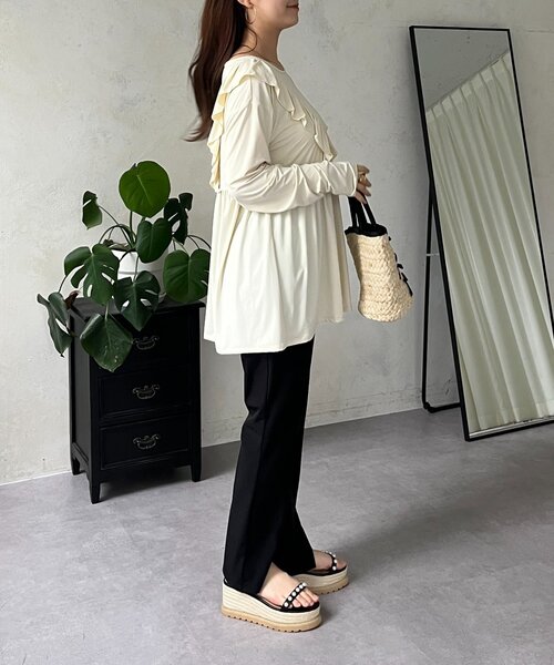 セール】【UVカット】水陸両用ストレッチスリットフレアパンツ