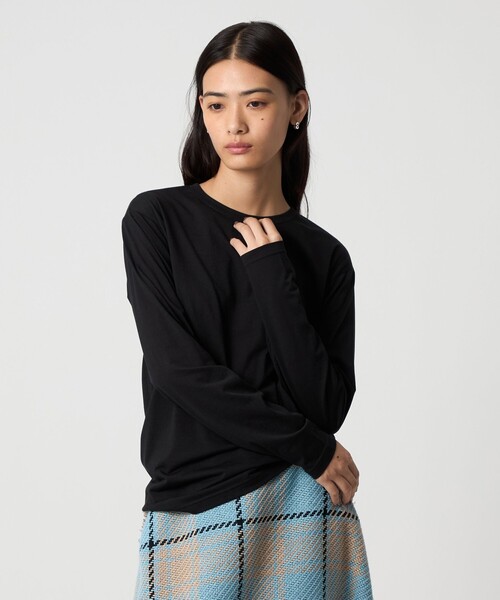 EMMEL REFINES（エメルリファインズ）の「＜EMMEL REFINES＞EM クルーネック ロングスリーブ Tシャツ（Tシャツ/カットソー・レディース・ブラック/ホワイト/シャーベット・FREE）」の4枚目の写真