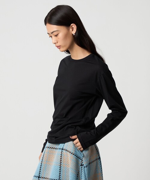 EMMEL REFINES（エメルリファインズ）の「＜EMMEL REFINES＞EM クルーネック ロングスリーブ Tシャツ（Tシャツ/カットソー・レディース・ブラック/ホワイト/シャーベット・FREE）」の5枚目の写真