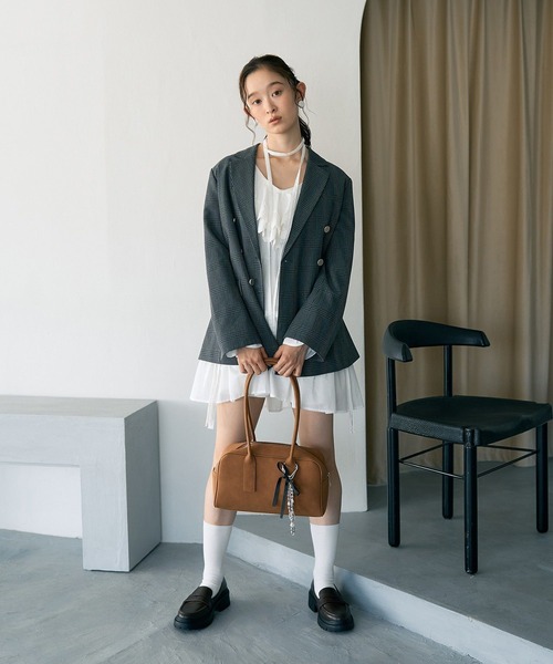 earth music&ecology（アースミュージックアンドエコロジー）の「【WEB限定カラー追加】テーラードジャケット（テーラードジャケット・レディース・その他9/ネイビー/チェック・M/L）」の5枚目の写真