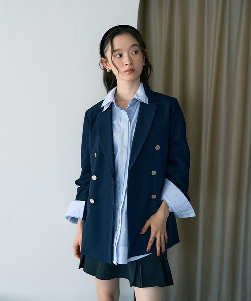 earth music&ecology（アースミュージックアンドエコロジー）の「【WEB限定カラー追加】テーラードジャケット（テーラードジャケット・レディース・その他9/ネイビー/チェック・M/L）」の14枚目の写真