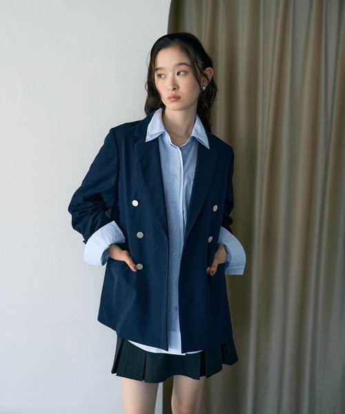 earth music&ecology（アースミュージックアンドエコロジー）の「【WEB限定カラー追加】テーラードジャケット（テーラードジャケット・レディース・その他9/ネイビー/チェック・M/L）」の15枚目の写真