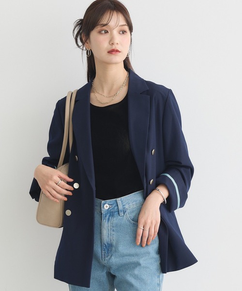 earth music&ecology（アースミュージックアンドエコロジー）の「【WEB限定カラー追加】テーラードジャケット（テーラードジャケット・レディース・その他9/ネイビー/チェック・M/L）」の20枚目の写真