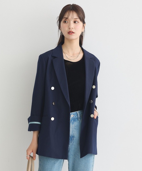 earth music&ecology（アースミュージックアンドエコロジー）の「【WEB限定カラー追加】テーラードジャケット（テーラードジャケット・レディース・その他9/ネイビー/チェック・M/L）」の21枚目の写真