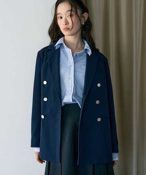 earth music&ecology（アースミュージックアンドエコロジー）の「【WEB限定カラー追加】テーラードジャケット（テーラードジャケット・レディース・その他9/ネイビー/チェック・M/L）」の12枚目の写真