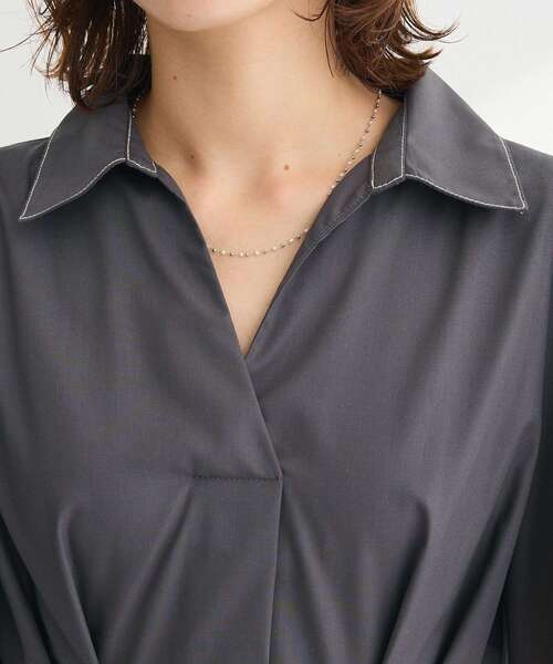 ELENCARE DUE（エレンカーレデュエ）の「・ELENCARE DUE スキッパーワンピース（ワンピース・レディース・ベージュ/ネイビー/チャコールグレー・FREE）」の10枚目の写真