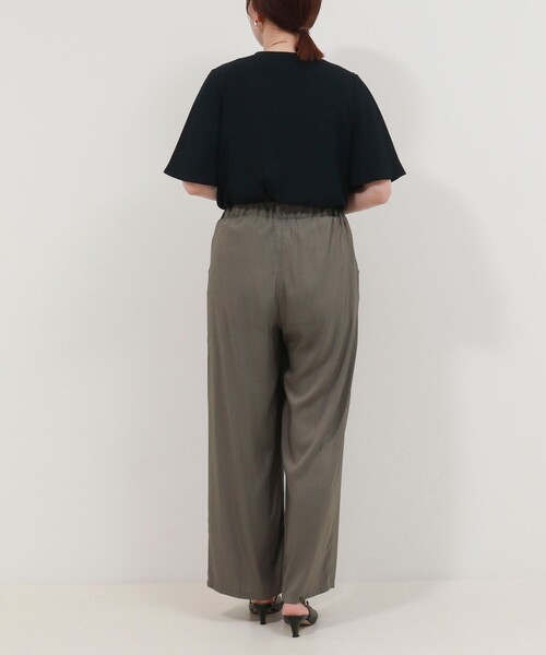 NOLLEY'S LIGHT（ノーリーズライト）の「割繊ツイルイージーワイドパンツ（その他パンツ・レディース・カーキ/ブラック・38/36）」の6枚目の写真