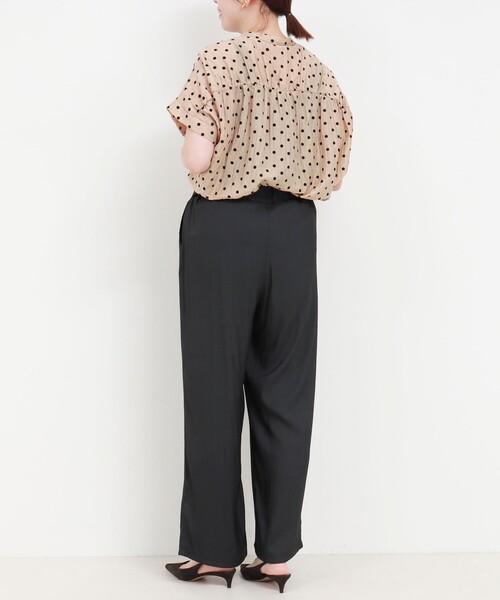 NOLLEY'S LIGHT（ノーリーズライト）の「割繊ツイルイージーワイドパンツ（その他パンツ・レディース・カーキ/ブラック・38/36）」の16枚目の写真