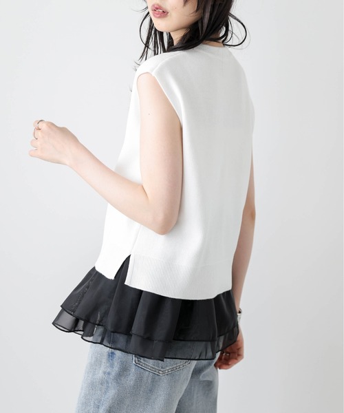 AMELY(エミリー)の「サマーニット×シアーペプラムセットアイテム(セットアップ・レディース・ホワイト×ホワイト/ホワイト×ブラック/グレー×ホワイト/ブラック×ブラック/ブラック×ホワイト・フリー)」の15枚目の写真