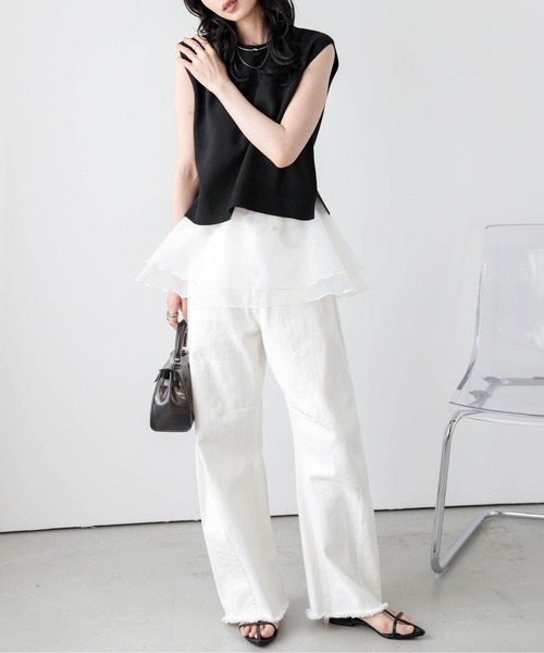 AMELY(エミリー)の「サマーニット×シアーペプラムセットアイテム(セットアップ・レディース・ホワイト×ホワイト/ホワイト×ブラック/グレー×ホワイト/ブラック×ブラック/ブラック×ホワイト・フリー)」の17枚目の写真
