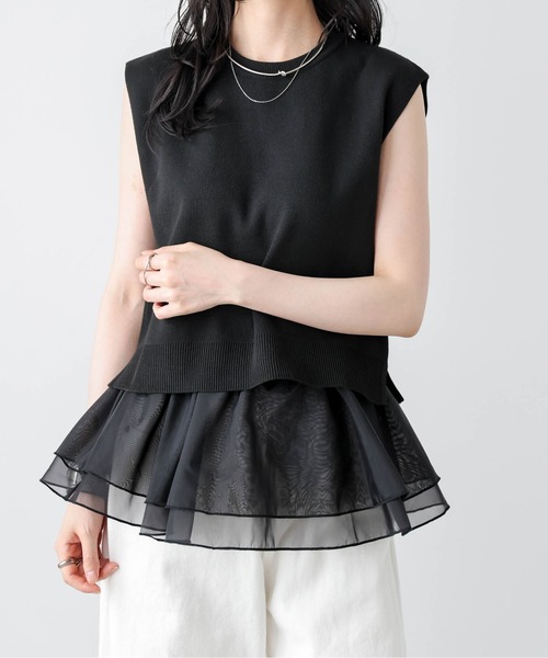 AMELY(エミリー)の「サマーニット×シアーペプラムセットアイテム(セットアップ・レディース・ホワイト×ホワイト/ホワイト×ブラック/グレー×ホワイト/ブラック×ブラック/ブラック×ホワイト・フリー)」の22枚目の写真