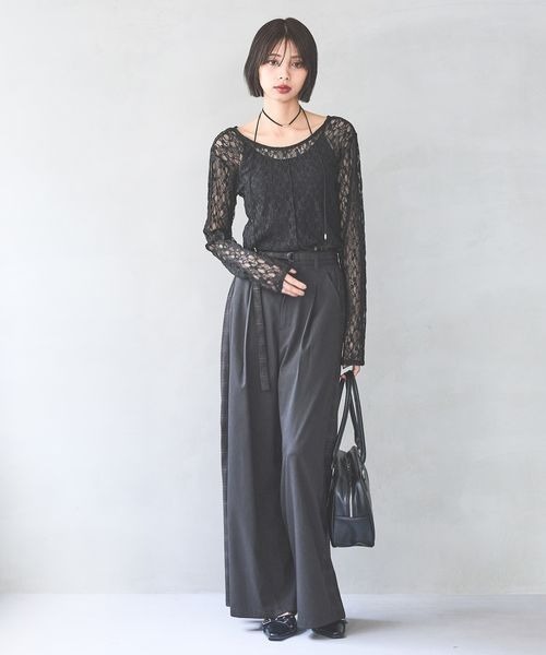 PAGEBOY（ページボーイ）の「カットレースメローロングスリーブ（Tシャツ/カットソー・レディース・ブルー系その他/オフホワイト/ブラック/チャコールグレー・FREE）」の8枚目の写真