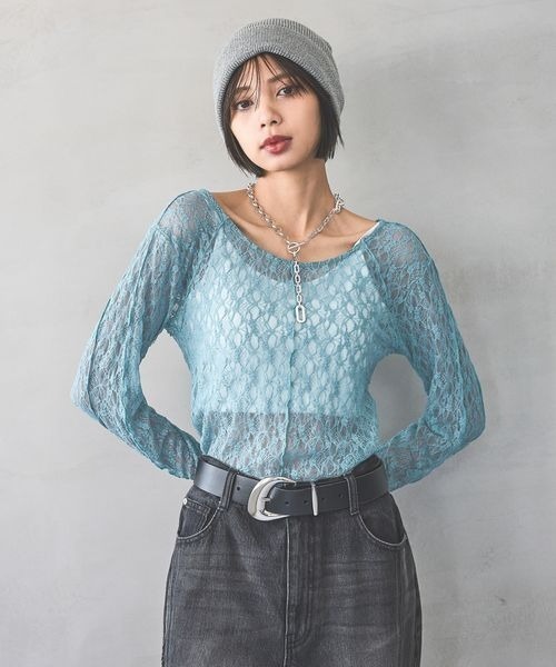 PAGEBOY（ページボーイ）の「カットレースメローロングスリーブ（Tシャツ/カットソー・レディース・ブルー系その他/オフホワイト/ブラック/チャコールグレー・FREE）」の20枚目の写真