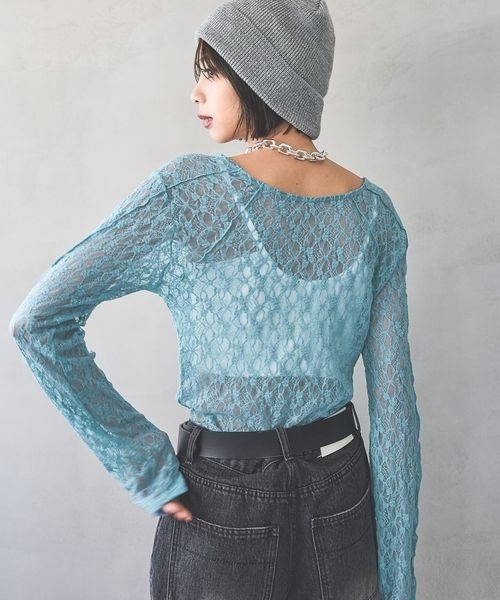 PAGEBOY（ページボーイ）の「カットレースメローロングスリーブ（Tシャツ/カットソー・レディース・ブルー系その他/オフホワイト/ブラック/チャコールグレー・FREE）」の21枚目の写真