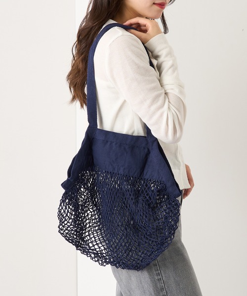 WESTFORD MILL(ウエストフォードミル)の「【WESTFORD MILL】オーガニックコットンメッシュバッグ ハンドバッグ マルシェバッグ 買い物 カラーバッグ マルシェバッグ WM150-O VTS(トートバッグ・レディース・イエロー/ネイビー/オレンジ/ブラック/オリーブ/ブルー/ナチュラル/グレー/セージグリーン・FREE)」の6枚目の写真