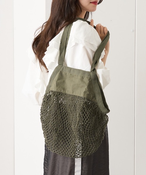 WESTFORD MILL(ウエストフォードミル)の「【WESTFORD MILL】オーガニックコットンメッシュバッグ ハンドバッグ マルシェバッグ 買い物 カラーバッグ マルシェバッグ WM150-O VTS(トートバッグ・レディース・イエロー/ネイビー/オレンジ/ブラック/オリーブ/ブルー/ナチュラル/グレー/セージグリーン・FREE)」の2枚目の写真