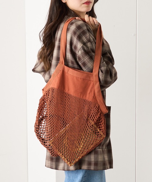 WESTFORD MILL(ウエストフォードミル)の「【WESTFORD MILL】オーガニックコットンメッシュバッグ ハンドバッグ マルシェバッグ 買い物 カラーバッグ マルシェバッグ WM150-O VTS(トートバッグ・レディース・イエロー/ネイビー/オレンジ/ブラック/オリーブ/ブルー/ナチュラル/グレー/セージグリーン・FREE)」の9枚目の写真